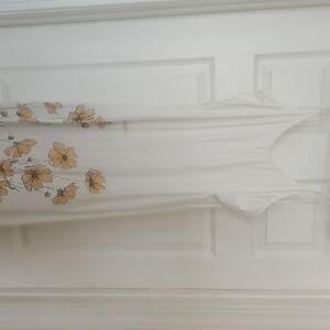 Floral Midi Dress in White and Orange